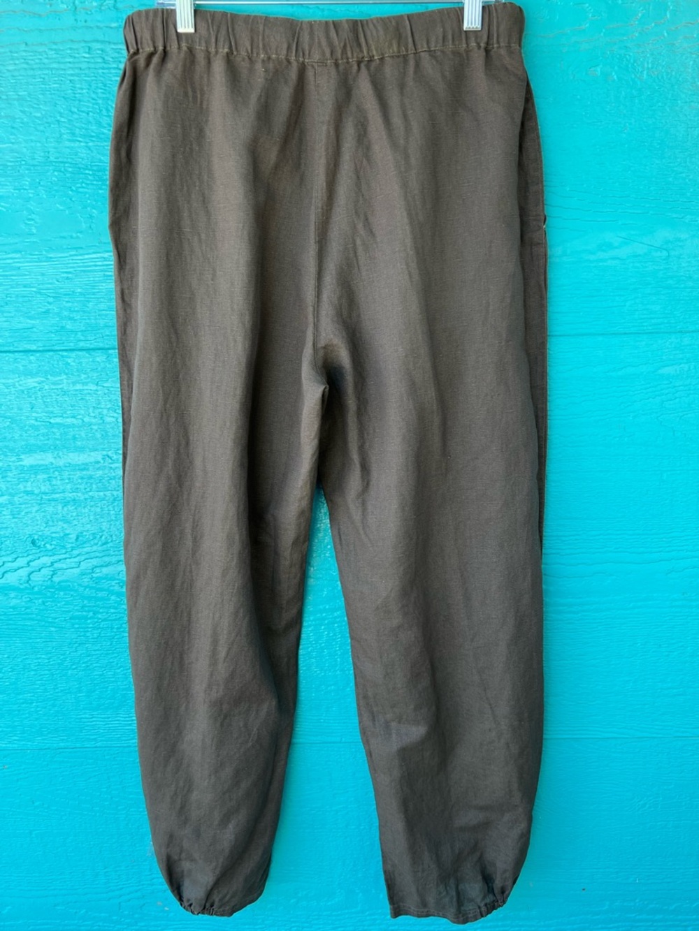 Gudrun Sjoden Linen Cotton Jogger Pants Dark Green Drawstring Waist Size Large - Picture 3 of 7